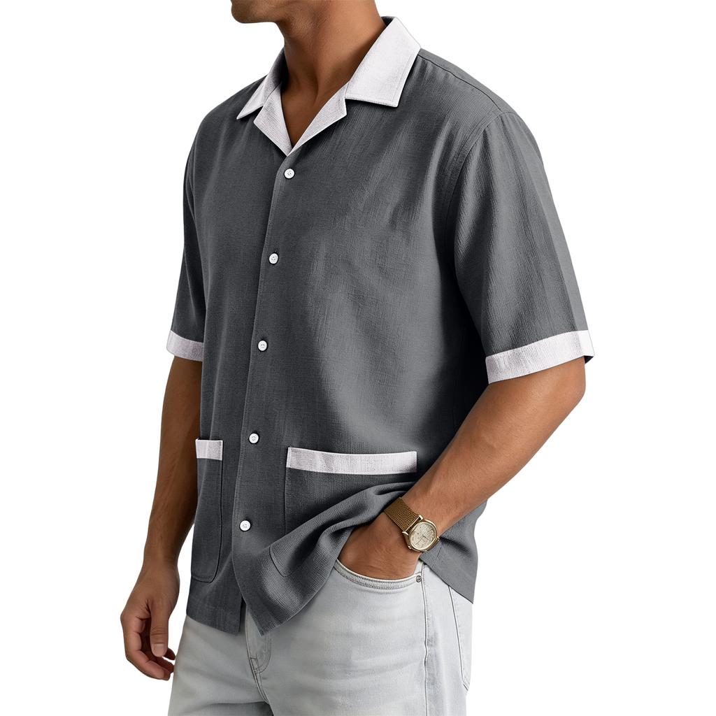 Men's Summer Casual Short Sleeve Shirt Multi Pocket Button Down Shirt Lightweight Breathable Fabric Relaxed Fit