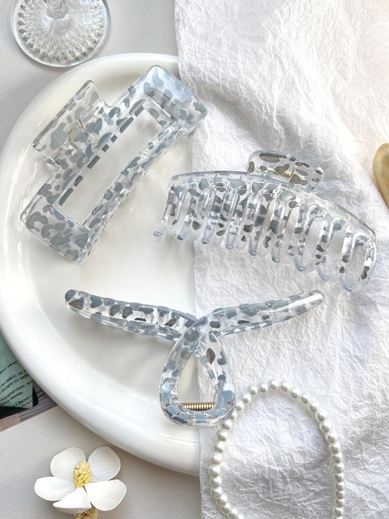 Simple Cow Print Large Transparent Hair Claws,Nonslip Leopard Barrette Hairpins Hair Accessories Gifts Headwear For Women