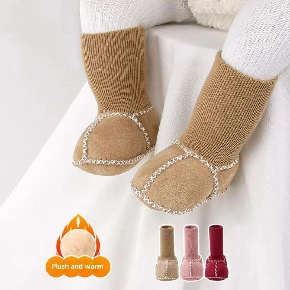 Thickened Baby Suede Leather Shoes Fleece-Lined Baby Winter Shoes 0-12 Months