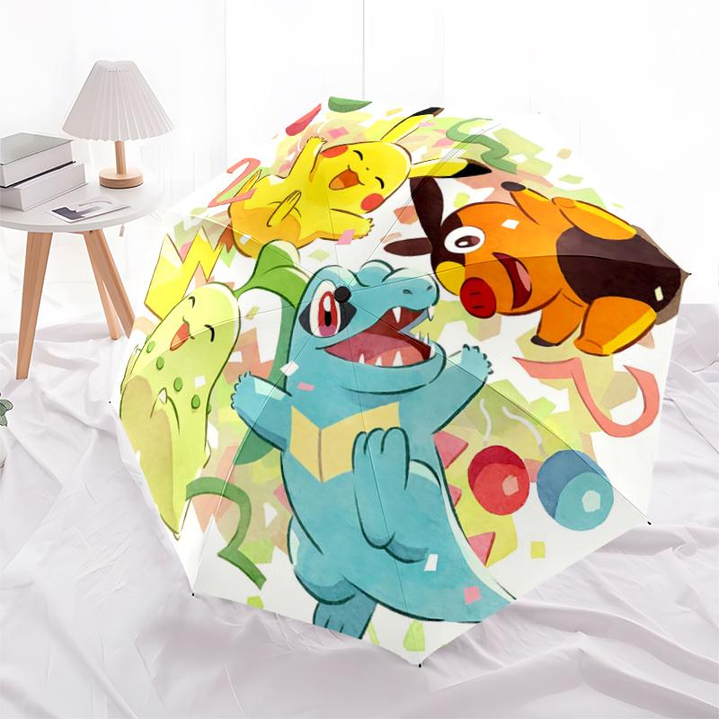 

1pc Pokémon, Squirtle, Charmander & Bulbasaur Automatic Folding Cartoon Practical Umbrella - Portable 3-Fold Design with 8-Bone Iron Frame for Outdoor