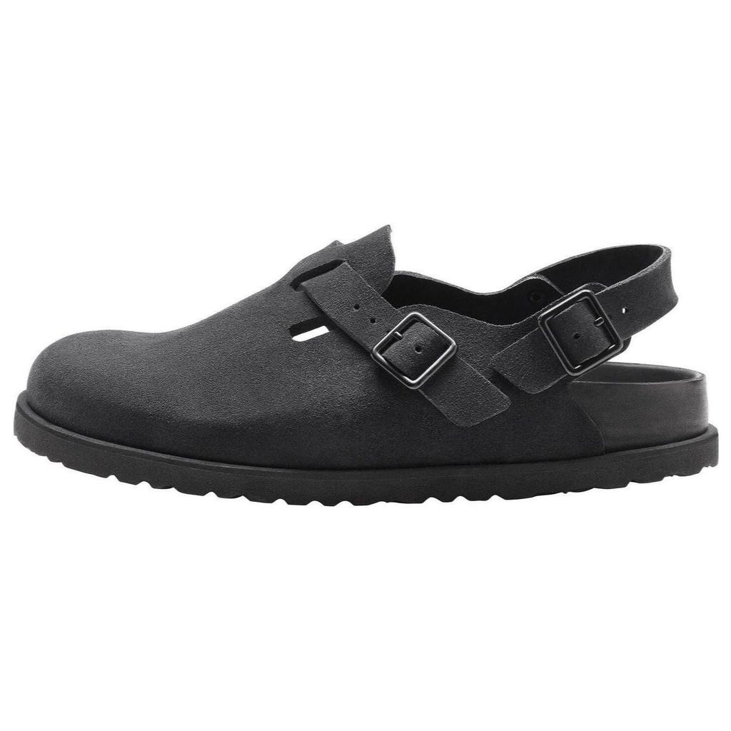 Birkenstock Suede Versatile Fashion Closed-Toe Slippers Unisex slippers Black 1025897