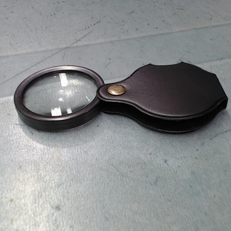 Portable Mini Folding Magnifier Faux Leather Protective Case Design,Suitable for Reading, Fine Work,Repair,Hobby Outdoor Camping