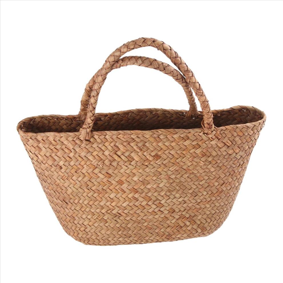 Casual Straw Bag Natural Wicker Tote Bags Women Braided Handbag