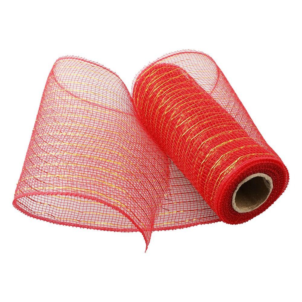 Shiny Christmas Decoration Mesh Ribbon 26cm Christmas Flower Wreath Mesh  Gift Package