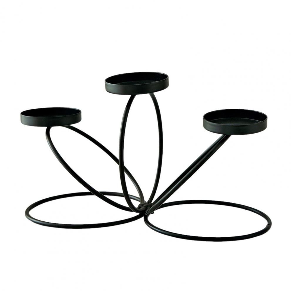 Железный Подсвечник Декор Подсвечник Центральный Элегантный Чугунный Подсвечник для Домашнего Декора 3-свечной Металлический Подсвечник для Комнаты чёрный