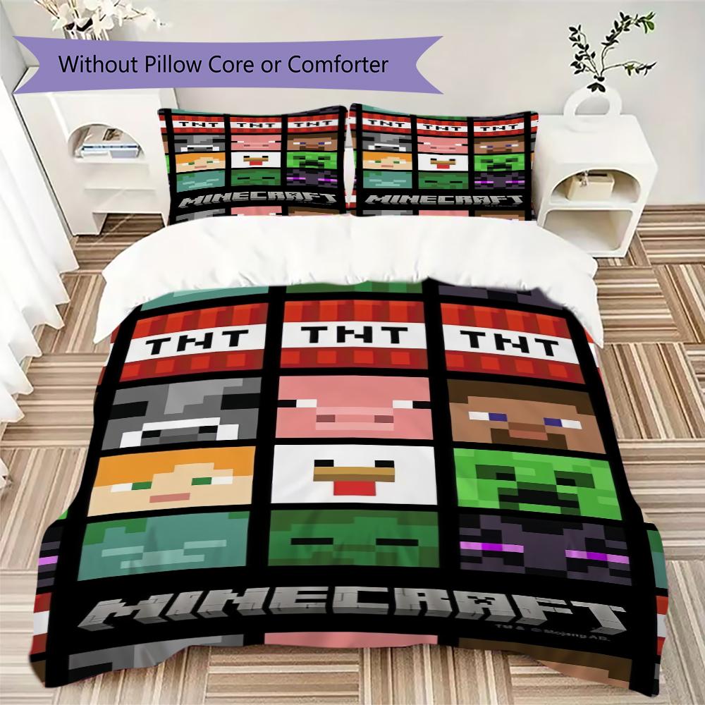 Steve Alex'S Epic Minecraft Adventure Bedding Without Core 1 Duvet Cover 2 Pillowcase Without Core Christmas Birthday Gift