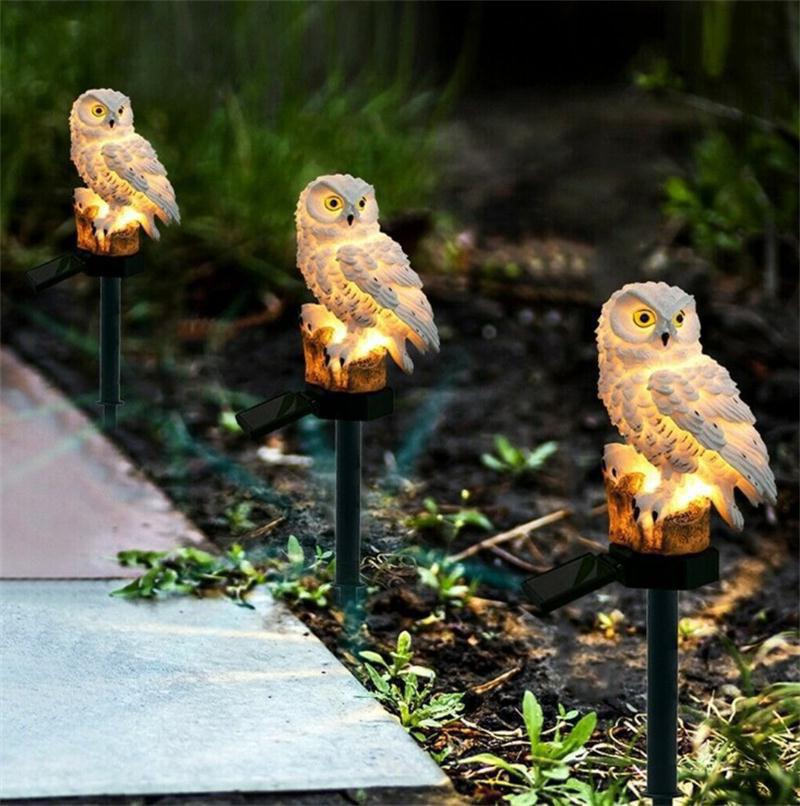 Solar Resin Owl Garden Ornament and Bird Deterrent Light