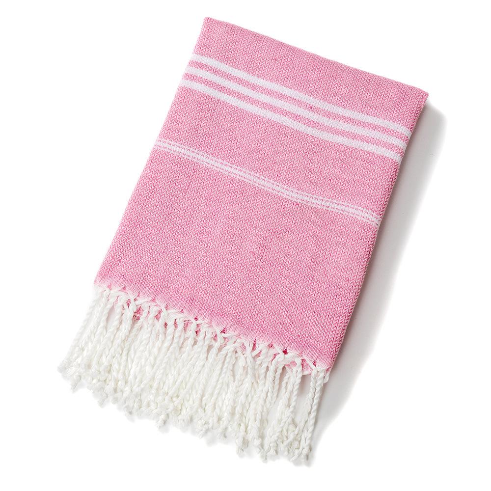 Oversized 90x180cm Turkish Beach Towel - Highly Absorbent Yarn-Dyed Striped Peshtemal with Tassels for Adults