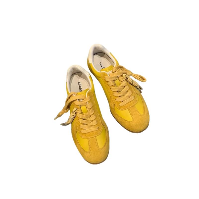 Women's Retro Colorblock German Trainers 2025, Versatile Inner Heightening Round Toe Lace-up Casual Sports Shoes, Forrest Gump Style.
