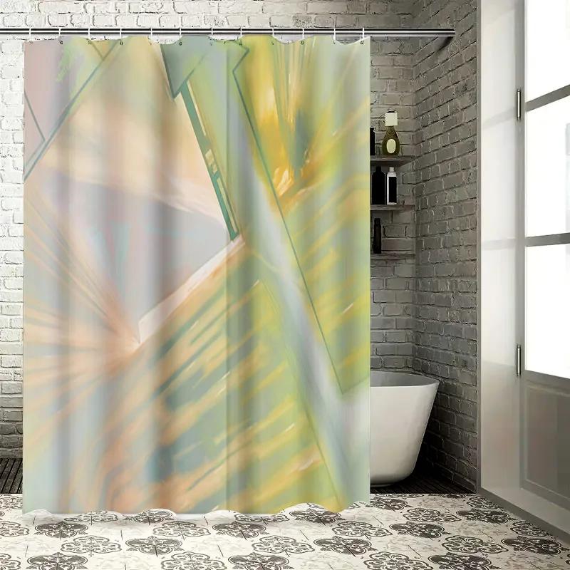 

Colorful Bananas Shower Curtain Vibrant Kitchen Decor With Green Leaves Print Water Resistant Bath Mat Cover For Home Decoration W60H190(CM)-1 Pcs