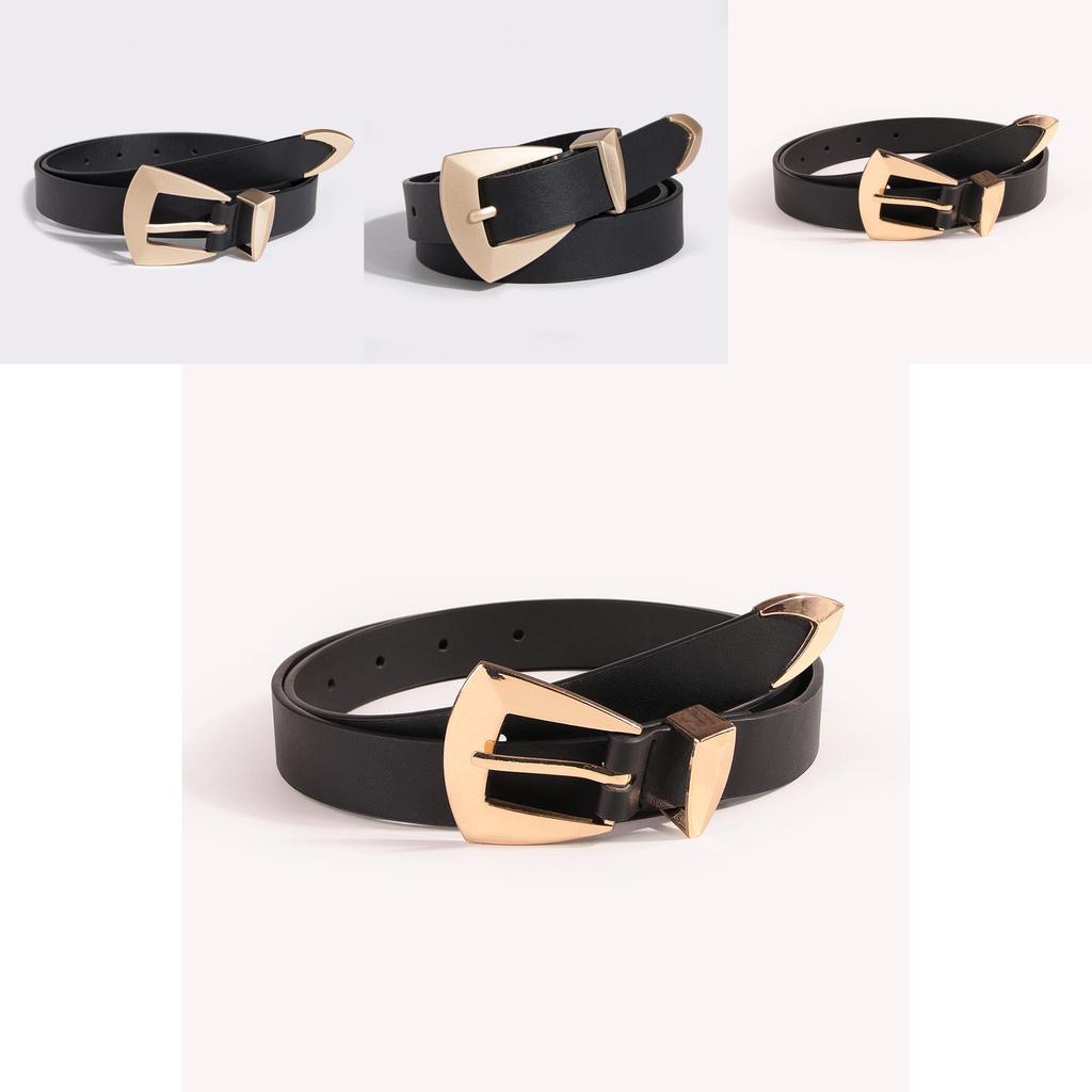 Geometric Pu Leather Belt For Women With Alloy Buckle Fashion Waist Accessory For Spring