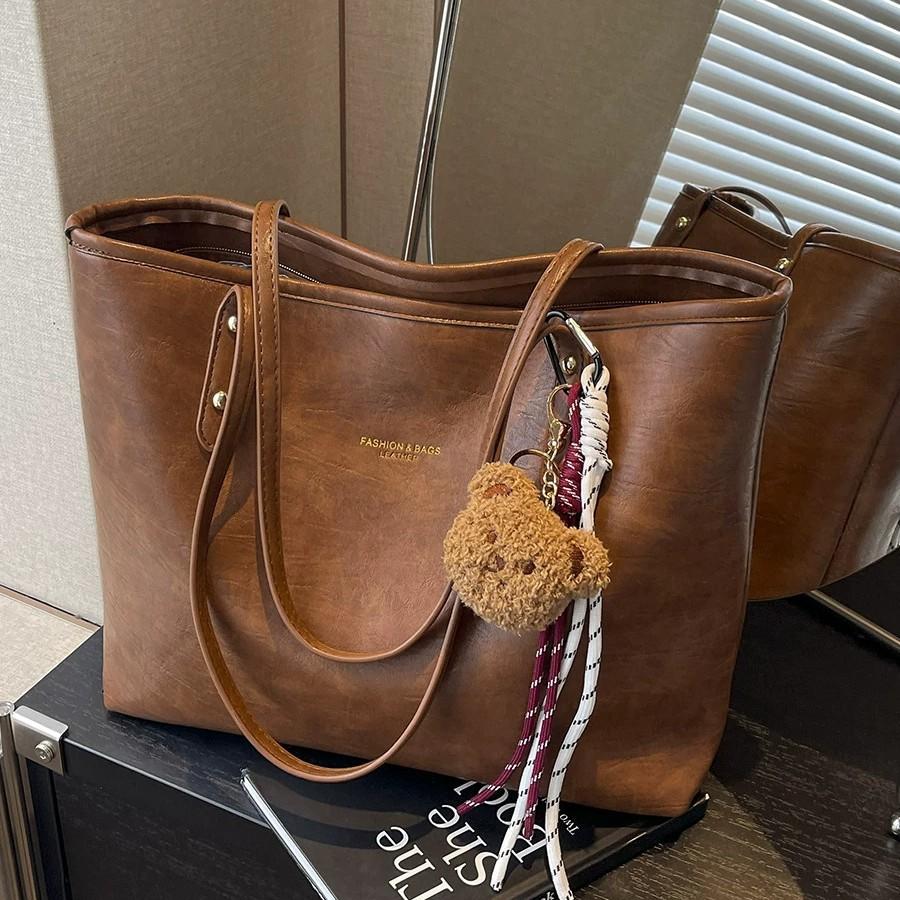 Vintage Large Capacity Tote Bag for Women,2025 New Autumn Winter Casual Shoulder Bag Student Handbag