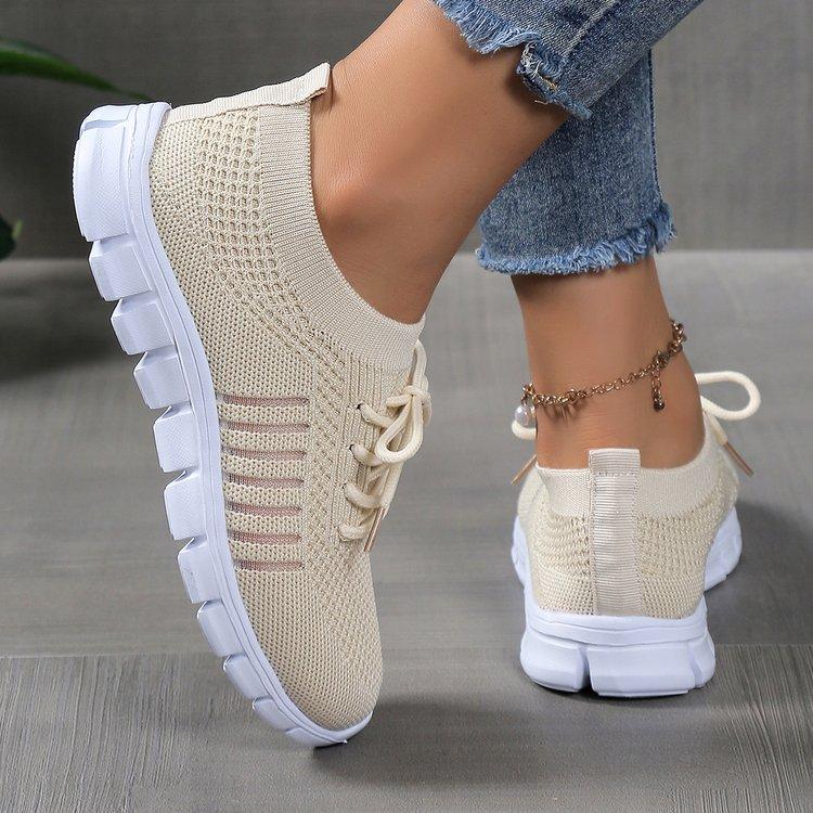 Módní dámské zelené pletené vycházkové boty s měkkou podrážkou Lehké a prodyšné běžecké a sportovní boty Dámské ploché boty plus size