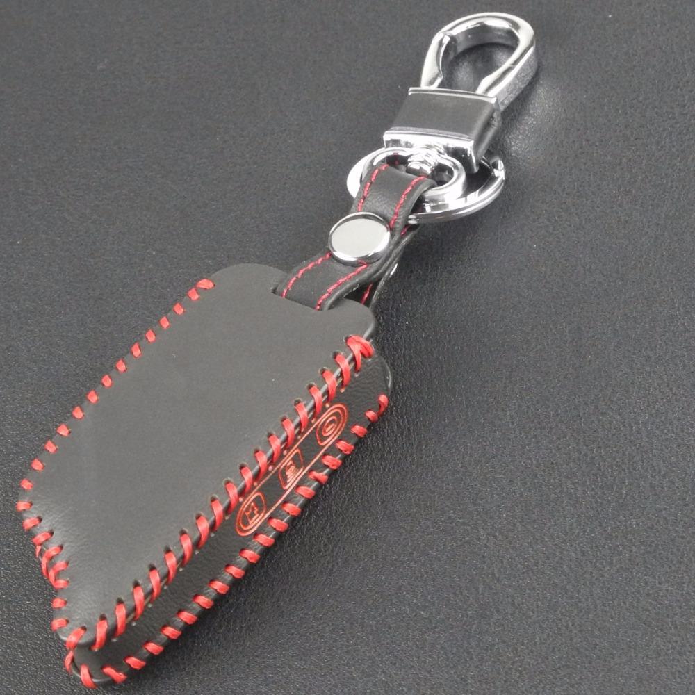 jingyuqin Hand-stitched leather 5 Buttons Remote Cover Case For Tomahawk TW9010 TW9030 Two Way Alarm System LCD Keychain