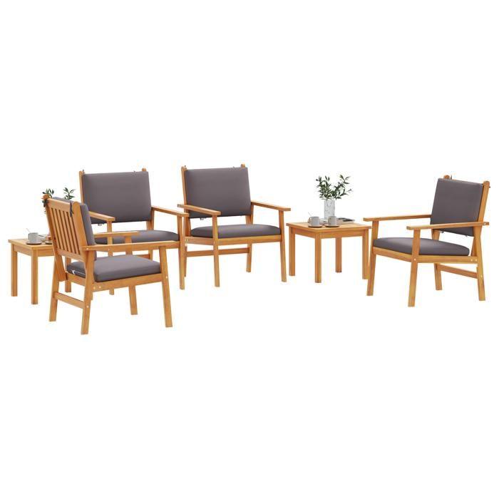 6-piece Garden Dining Set with Acacia Wood Cushions 3331816