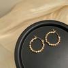 Hand Beaded Round Circle Hoop Earrings For Women Golden Statement Metal Earring  Trend Party Jewelry Couple Gift Brincos
