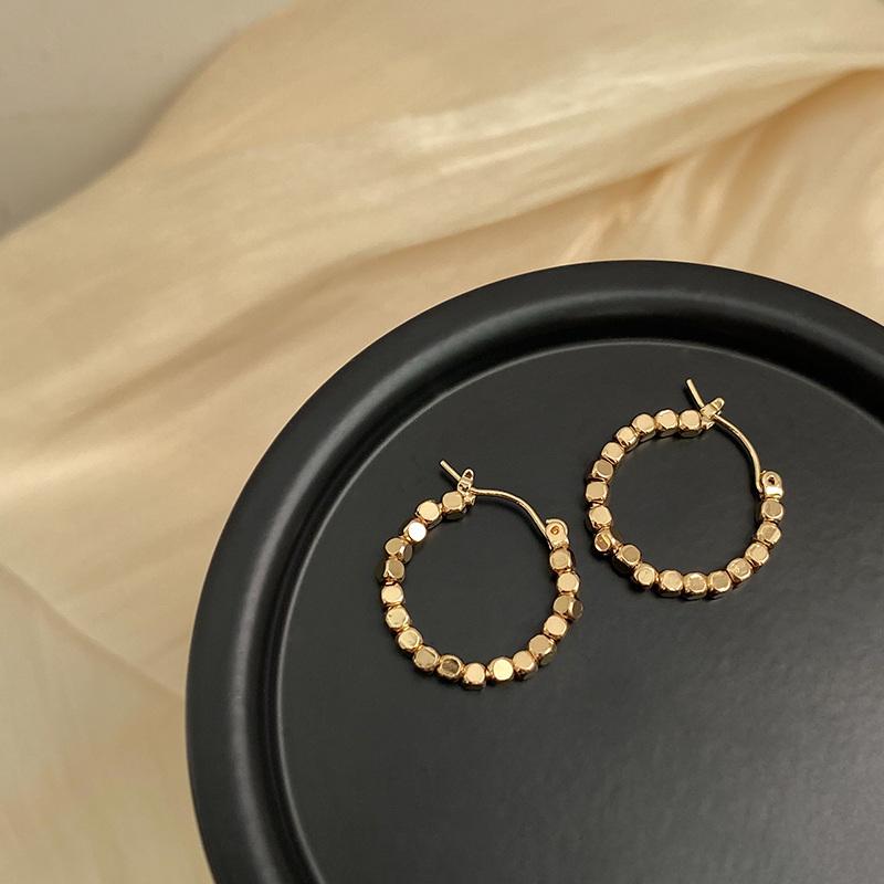 Hand Beaded Round Circle Hoop Earrings For Women Golden Statement Metal Earring  Trend Party Jewelry Couple Gift Brincos