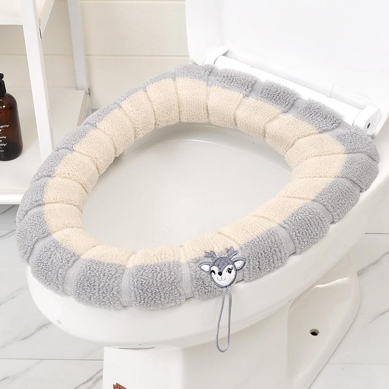 O-Shape Dirt-Resistant Plush Toilet Seat Mat with Handle