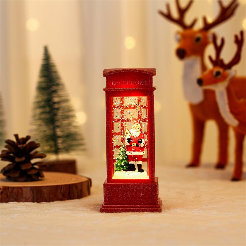 Leuchtendes Weihnachts-Telefonzellen-Ornament mit Öllampen-Szene zur Innendekoration