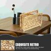 Porte-serviettes rétro en métal vertical pour bureau, porte-mouchoirs de table design carré ajouré, présentoir de rangement de papier pour restaurants, dîners, bureaux