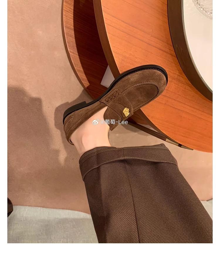 

[Су Иинь в том же стиле] Постиранные складки~ Ретро полированные маленькие золотые монеты из лошадиной кожи Лоферы женские маленькие кожаные туфли 40