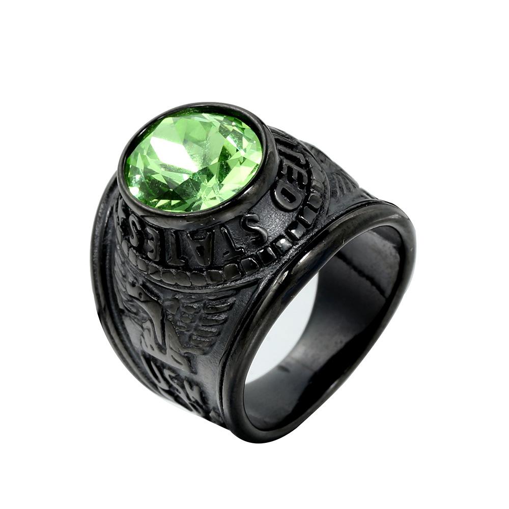 Militärischer Titanstahlring für Herren Trendy Edelstein-Inlay Stilvoller Unisex-Schmuck Geschenk