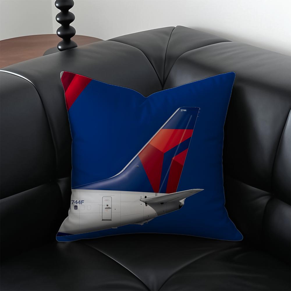 Casual Business DDelta AAirLines Cushion Cover Pillow Case Antidustmite Invisible Zipper Silky Plush Cushion