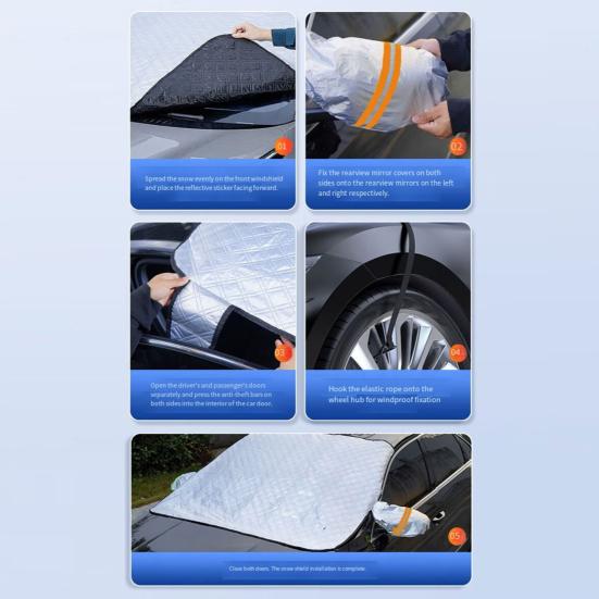 Magnetic Windshield Snow Cover Thickened Half-Cover for Frost & Snow Protection Universal Winter Car Windshield Guard for Most Cars SUVs