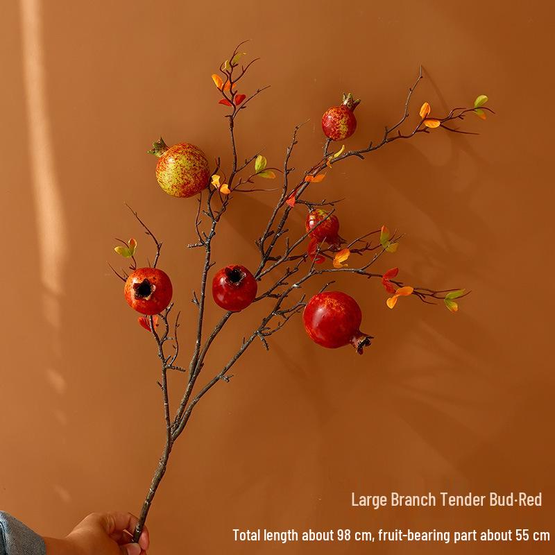 Persimmon and Pomegranate Faux Flower Arrangement for Living Room or Foyer