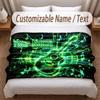Music Guitar Theme Soft Blanket Personalized Custom Name Text Print Warm Blanket Home Sofa Bedroom Decor
