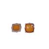 Exquisite S925 Sterling Silver Old Amber Wax Bread Block Ring Stud Earrings
