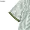 ZANZEA Women Casual Round Neck Summer Half Sleeve Stripe Dress