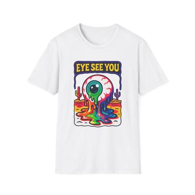 Unisex Softstyle T-Shirt Melting Eyeball Psychedelic Surreal Desert Art