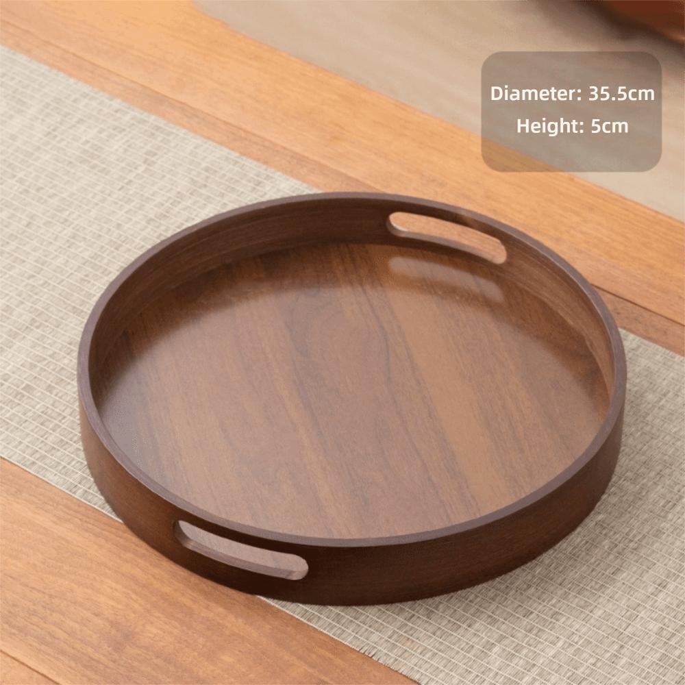 Walnut Color Food Storage Trays Round Dessert Pallet Decorate Tray Bamboo Wooden Tray  Kitchen