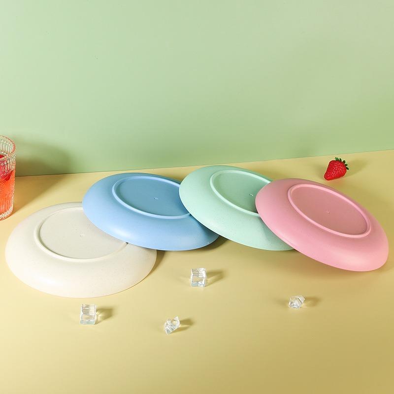 Wheat Straw Round Plates, Household Plates, Vegetable Plates, Barbecue Plates, Meal Plates, Fruit Plates, Bone-spitting Plates