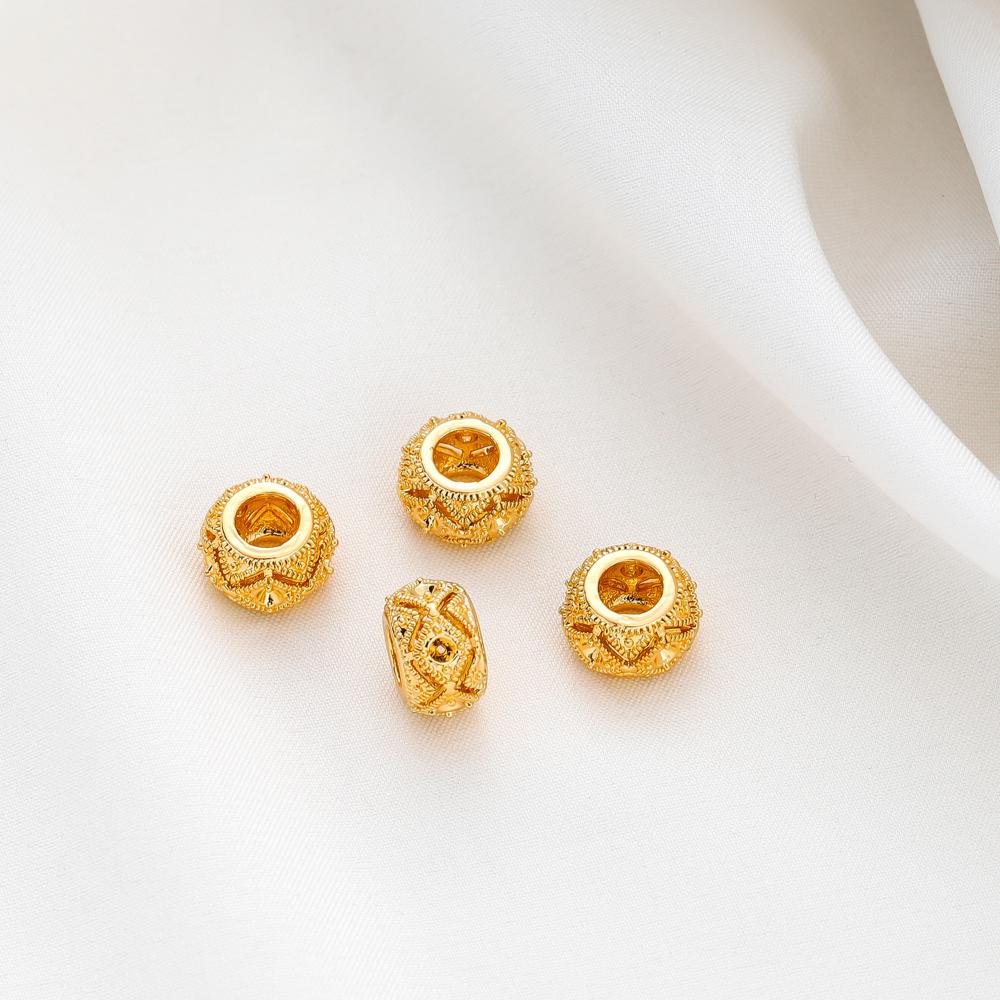 5pcs/lot 10mm 18K Gold Color Plated Brass Big Hole Beads Spacer Beads for Bracelet Necklace DIY Jewelry Making Accessories