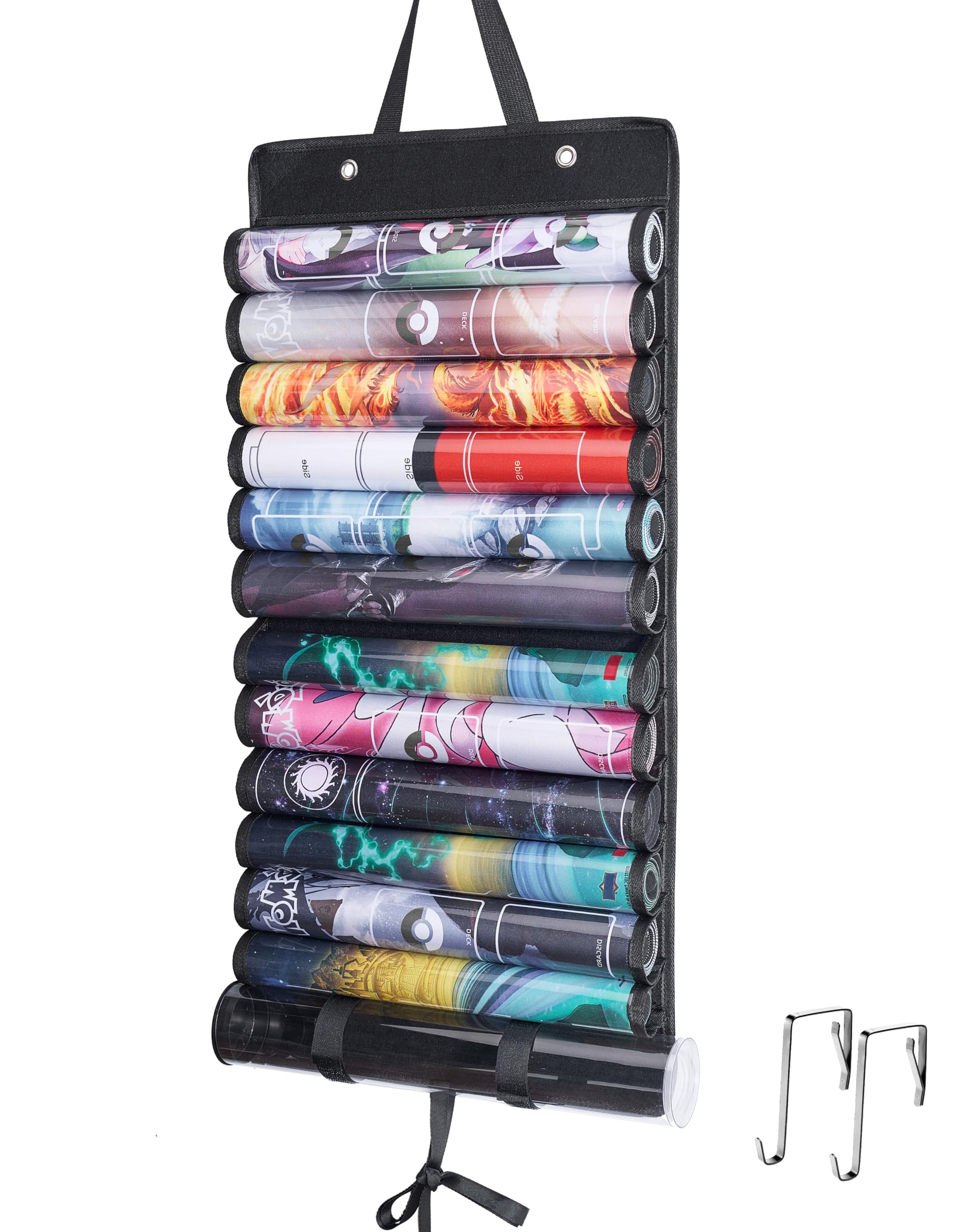 Playmat Case with Wall Pockets for Playmat Storage Fits 12 Playmats 1 Tube Dustproof Hanging Large Capacity Portable 12 Compartments 4590₽