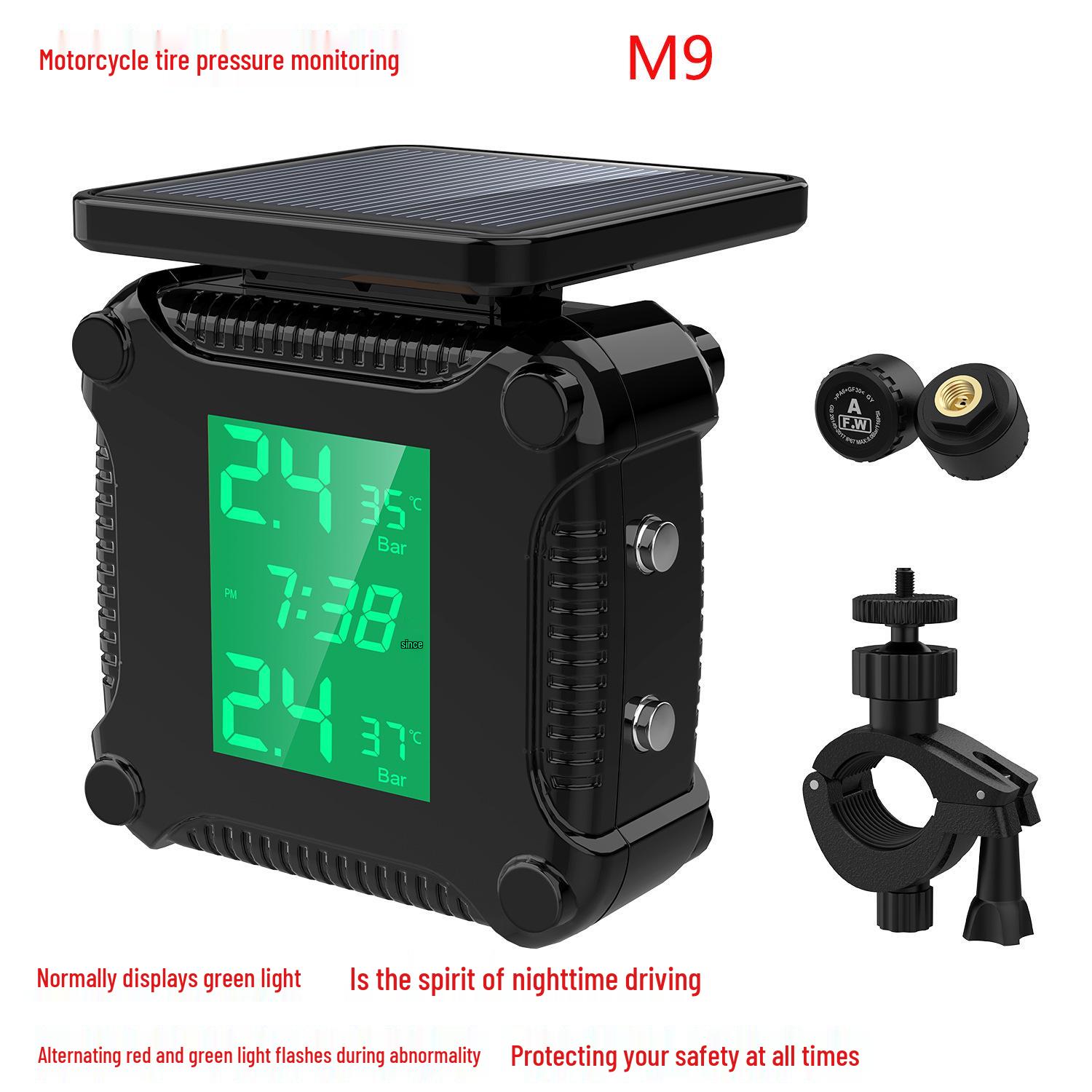 JinJie Solar Motorcycle Tire Pressure Monitor with Color Screen & High-Precision Sensor