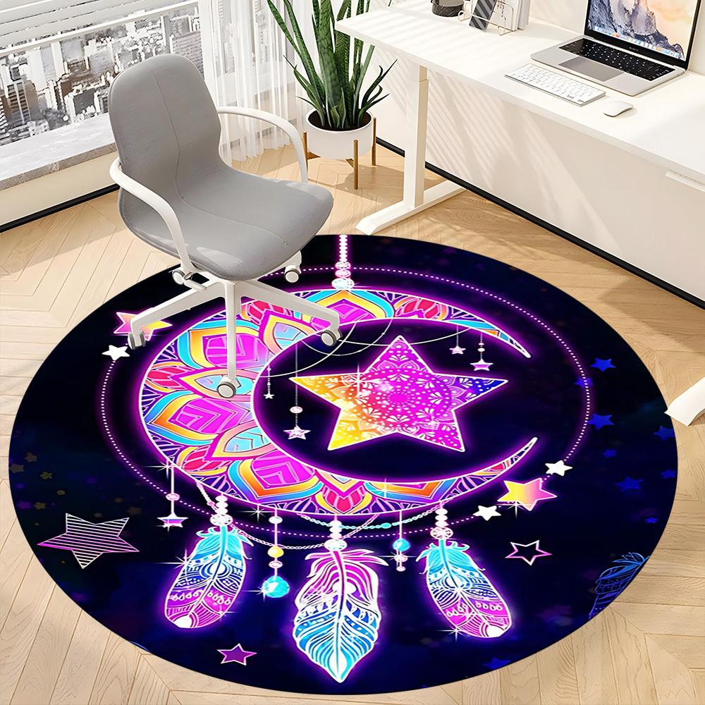 1PC Dreamcatcher Stars Office Round Area Rug, Indoor Mat Suitable ForOffice, Under Office Chairs Bedroom Living Room Home Decor, Room Deco, D148