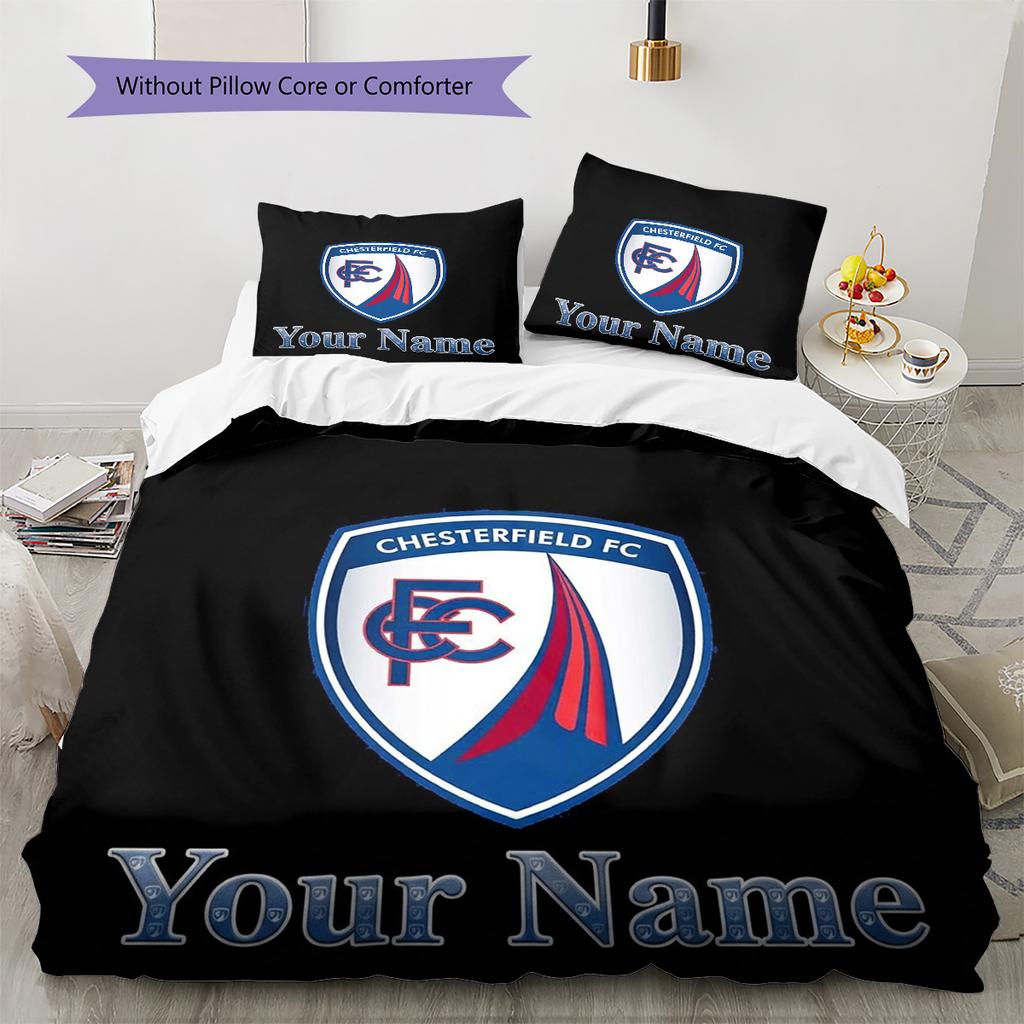Chesterfield Fc Crest Custom Name Pattern Bedding Quilt Set Quilt Cover Pillowcase Home Birthday Gift(1 * duvet cover + 2 * pillowcase, without core)