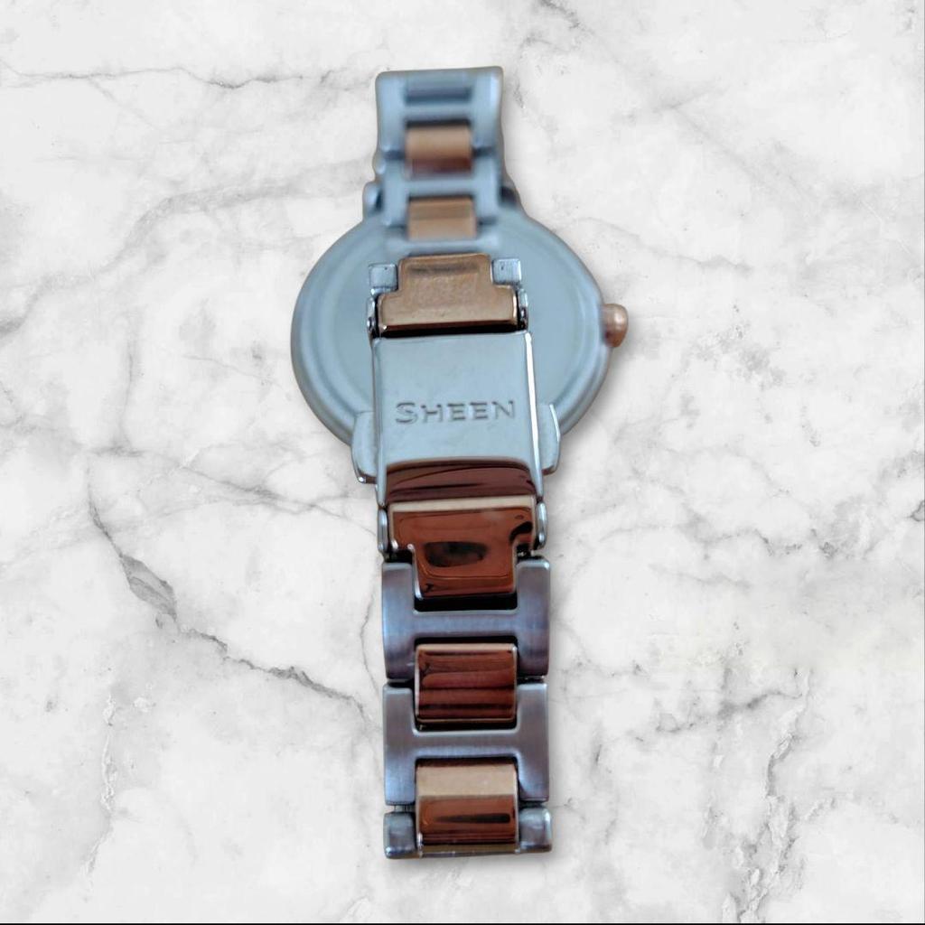 Used CASIO SHEEN analog watch silver/rose gold