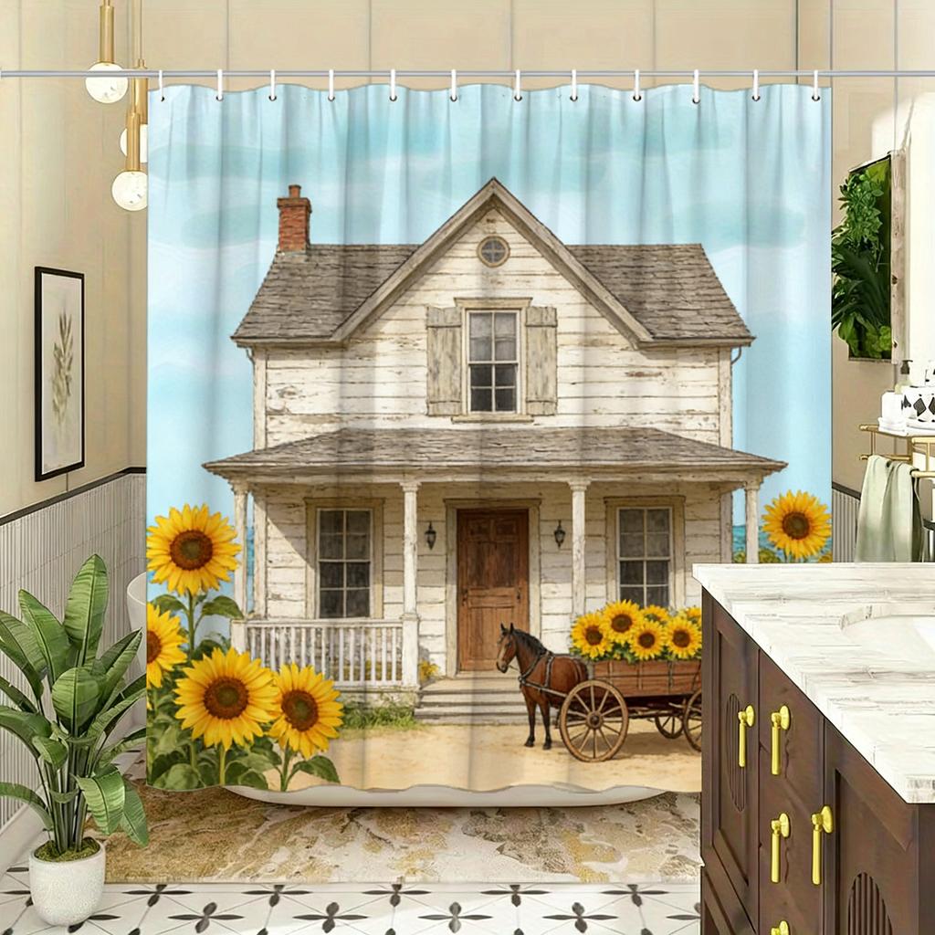 Whimsical Candy House & Gnomes with Lollipops Waterproof Shower Curtain for Bathroom Decor