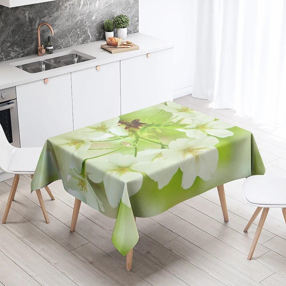 Colorful Flower Tablecloth Natural Scenery Anti-Stain Waterproof Rectangular Kitchen Dining Table Home Decoration