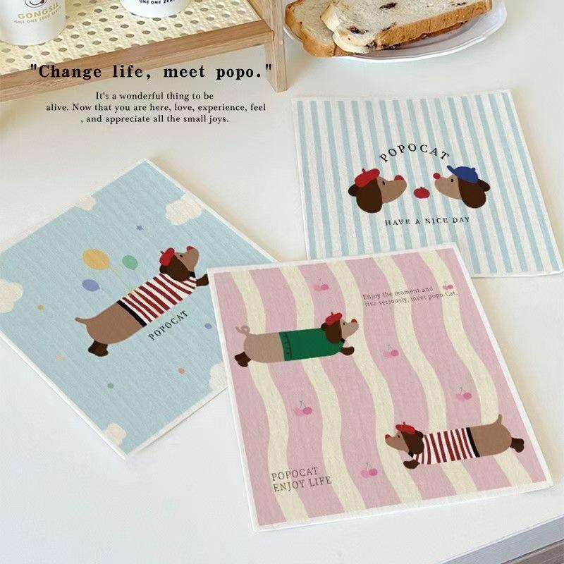 

Dachshund Kitchen Absorbent Sponge Dishcloth - Oil-Stain Cleaner & Dishwashing Brush