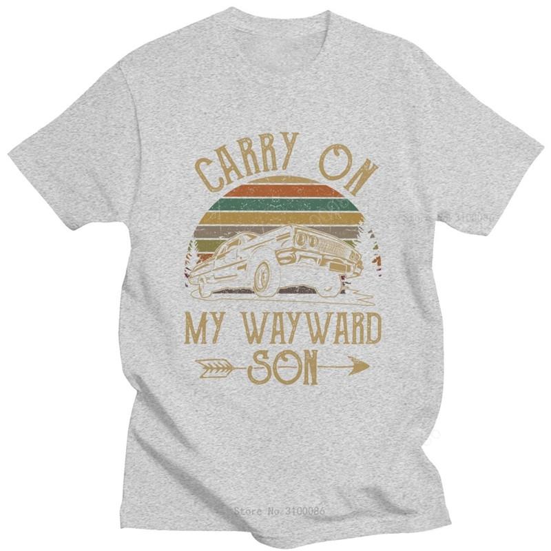 

Футболки «Сверхъестественное» Винтажная мужская футболка Carry On My Wayward Son Темно-лиловая уникальная футболка Футболка с принтом из хлопка Одежда 4XL