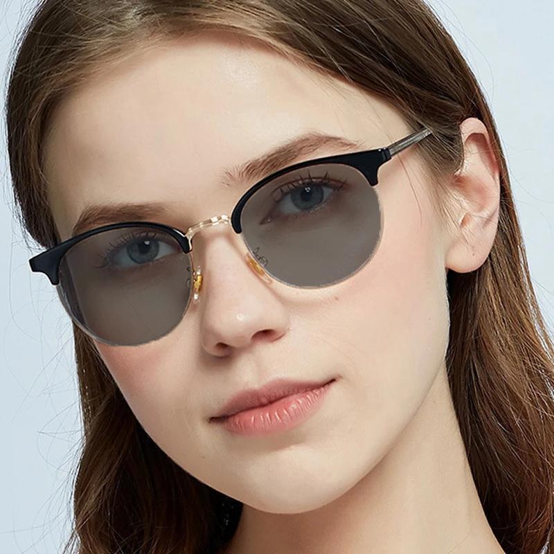 Luxury Pochromic Reading Glasses for Women Men Trendy Round Frame Presbyopia Men Unisex Anti-blue Far Sight Eyeglasses