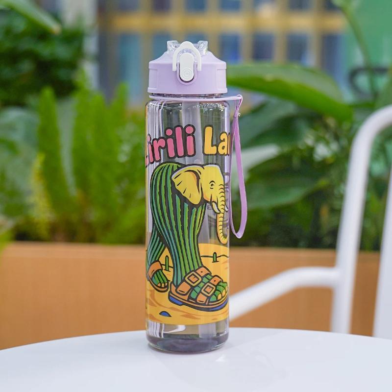 750ml Cartoon Straw Cup Water Cup Leak-proof Convenient To Carry Suitable For Sports Outdoors Gym Large Capacity Cute Plastic Water Cup