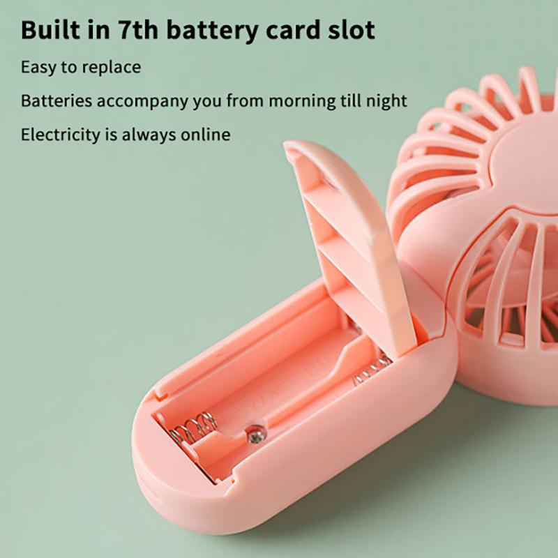 Colorful Portable Handheld Mini Fan Aaa Battery Power Supply Mute Air Cooling Cooler For Summer  Trip Travel Home Office