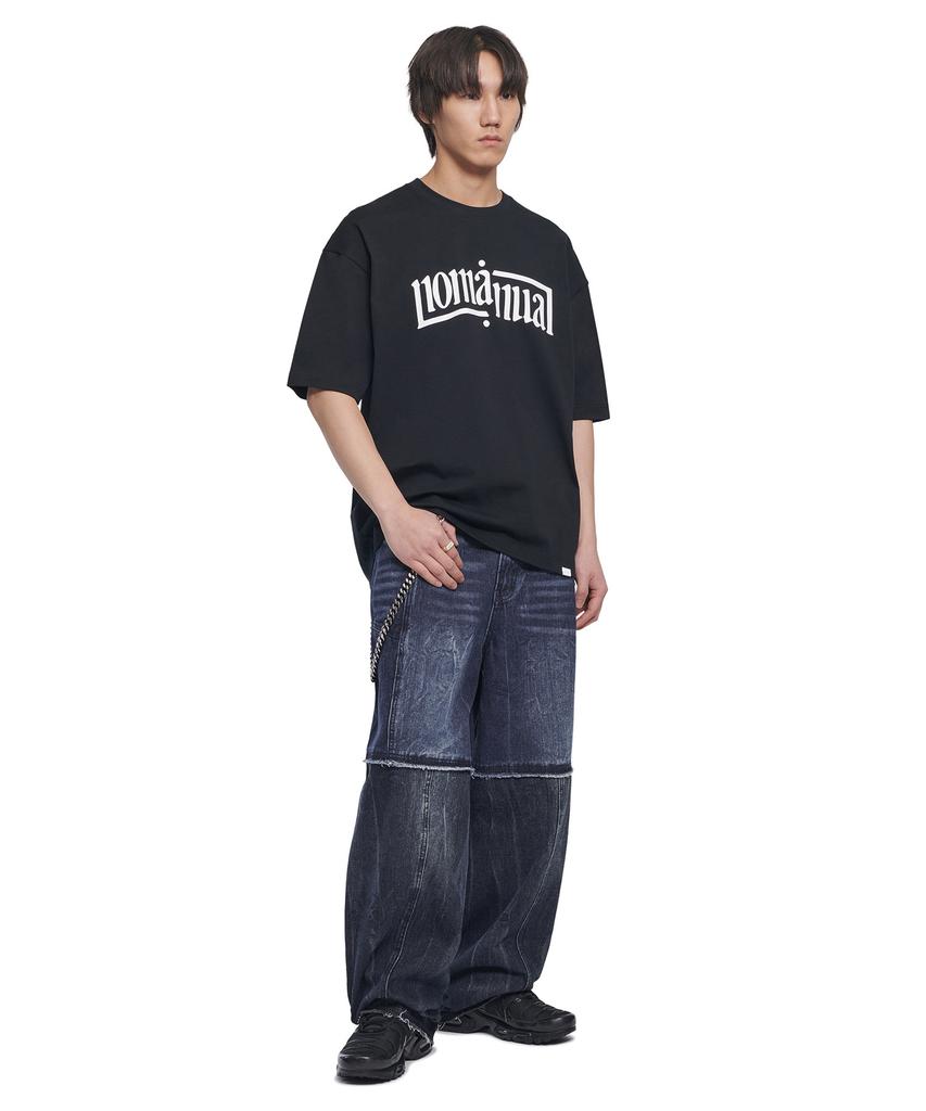Nomaenyueol Arched Text T-Shirt - Black