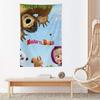 Cartoon MMasha And The Bear Tapestry Microfiber Wall Hanging For Bedroom Living Room Decor Outdoor Festival Bar Background